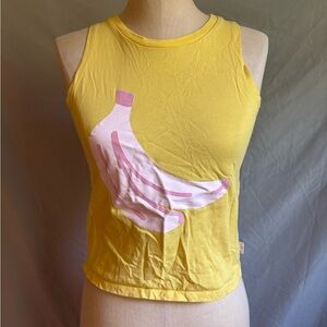 art class Yellow Tank Top with Pink Banana Design
